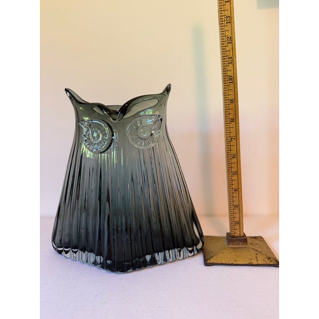 Glass Vintage Hand Blown Glass Large Owl Vase For Sale - Image 7 of 9