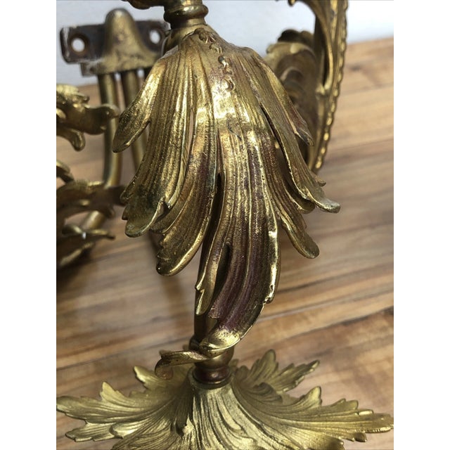 Late 19th Century French Louis XV Bronze Gas Converted Candle Holder Wall Sconce For Sale - Image 13 of 15
