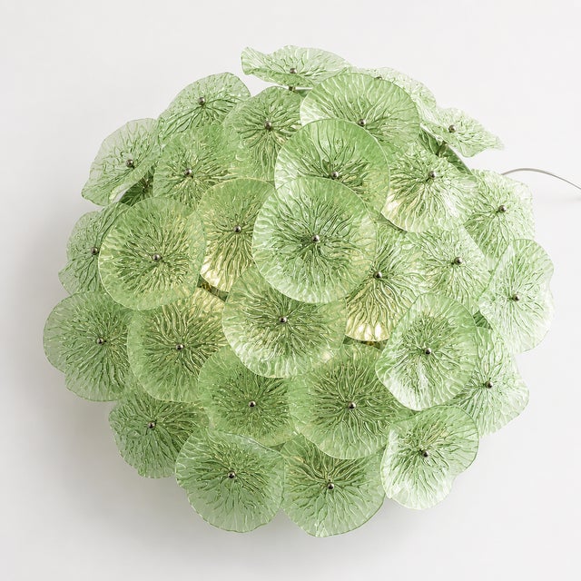 Contemporary Floreal Green Murano Glass Flush Mount by Simoeng For Sale - Image 4 of 5