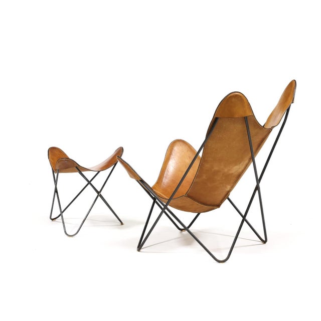 1980s 1980s After Jorge Ferrari-Hardoy, Butterfly Chair and Ottoman For Sale - Image 5 of 6