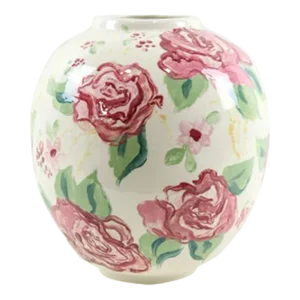 1990s Hand Painted Jo Cunningham Floral Vase