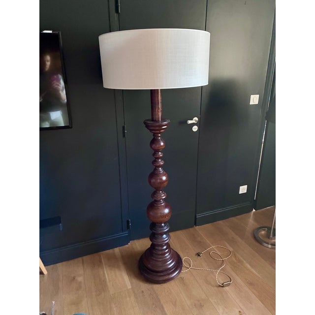 1960s Vintage Colonial Floor Lamp in Wood, 1960 For Sale - Image 5 of 6