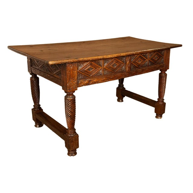 Antique 17th Century Baroque Carved Walnut Spanish Table Desk Navarre 1650 For Sale - Image 16 of 18