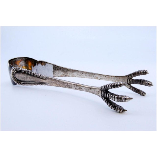 Silver Ice Tongs with Claw-Shaped Tongs For Sale - Image 9 of 10