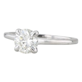 1ct Round Diamond Solitaire Engagement Ring 14k White Gold Size 7.25 Gia For Sale