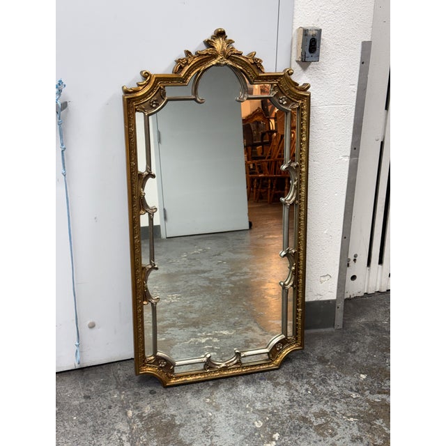 French Louis XV Style Gilt Baroque Wall Mirror, Vintage For Sale - Image 3 of 12