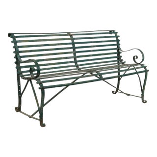 Hannecke Company Green Iron Garden Bench For Sale