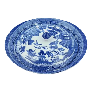 Late 20th Century Blue Willow Design Serving Lidded Vegetable Bowl by Johnson Brothers