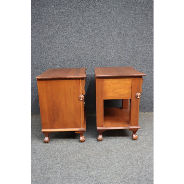 Pair of Dutch Designs Cherry Wood Traditional Nightstands For Sale - Image 11 of 13