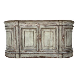 1990s Ethan Allen Emanuel Demilune Sideboard Console Buffet Credenza Distressed For Sale