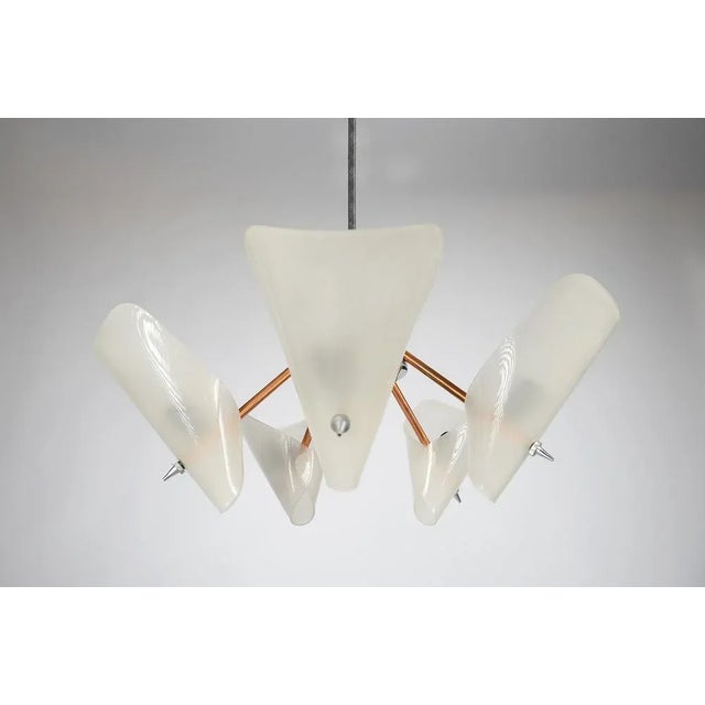 Mid-Century Brass Pendant Chandelier from Drukov, 1960s, in Very Good conditions. Designed 1920 to 1949 I have official...