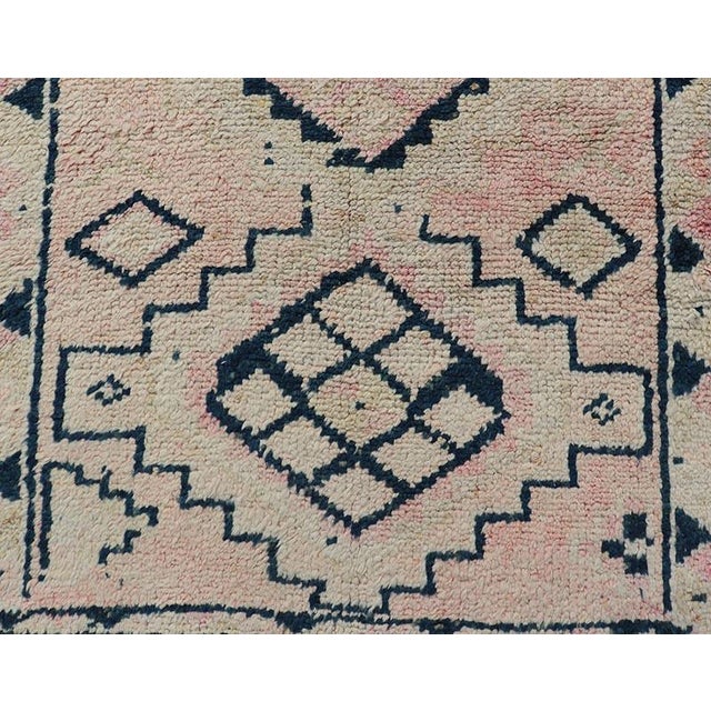 Vintage Hand Knotted Turkish Runner With Tribal Design in Muted Tones For Sale In Atlanta - Image 6 of 12