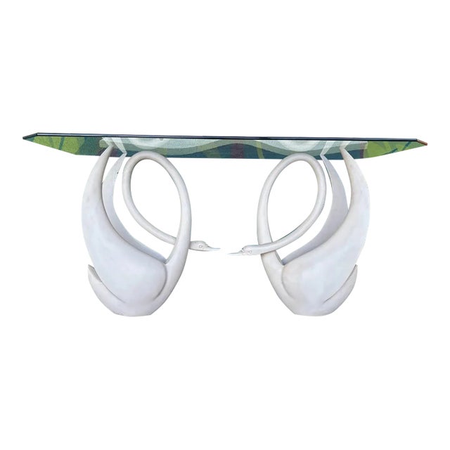 Maison Jansen Hollywood Regency Swan Console Table For Sale