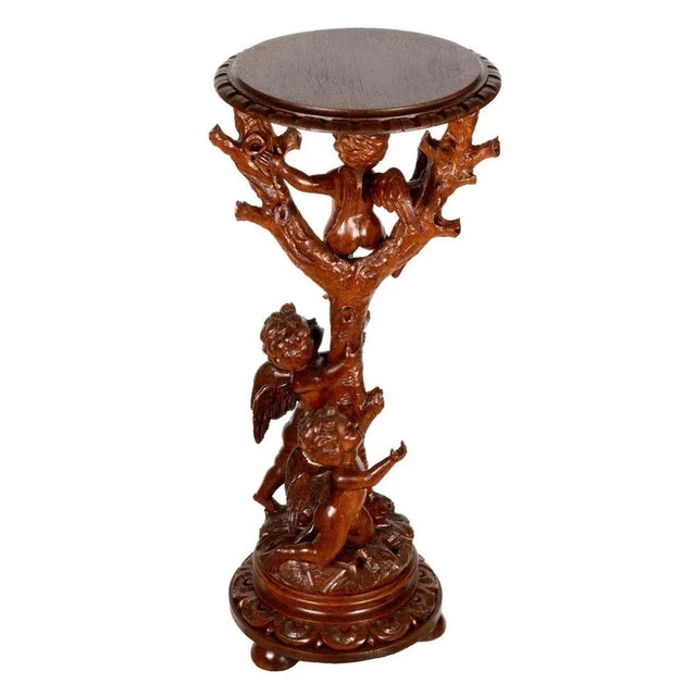 Wooden Console Table with Carved Cupids For Sale - Image 3 of 7
