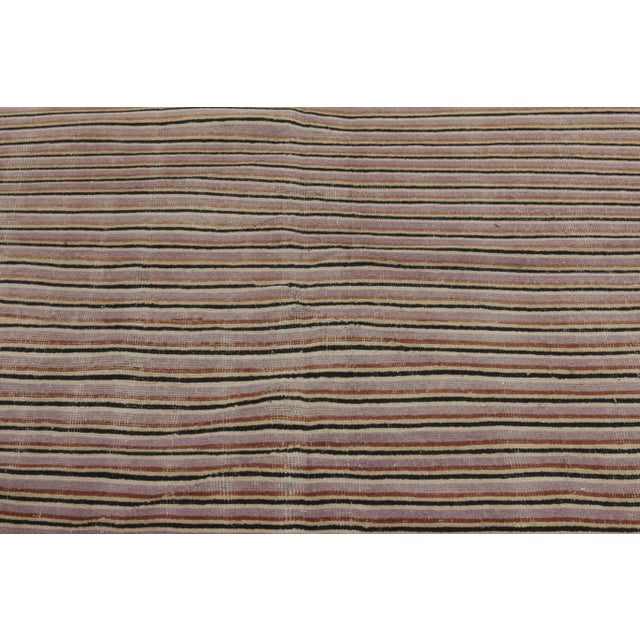 1960s 1960s Vintage Distressed Rug in Gray, Brown, Red, Yellow Striped Pattern For Sale - Image 5 of 7