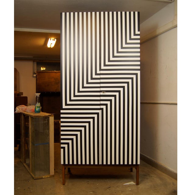 Vintage Polish Wardrobe with Op Art Motif, 1970s For Sale - Image 6 of 7