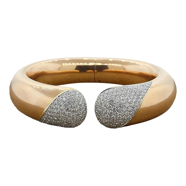 Large Diamond Gold Cuff Bracelet For Sale