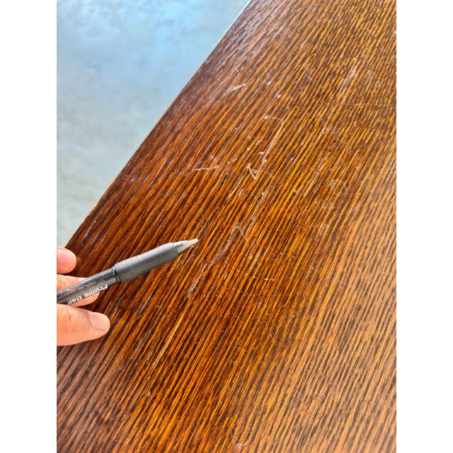 1970's Vintage McGuire Console Table in Rattan, Wood & Leather Binding For Sale - Image 11 of 11