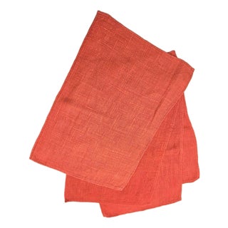 1970s Dansk Ritva Puotila Red Woven Linen Placemats, Set of 4 For Sale