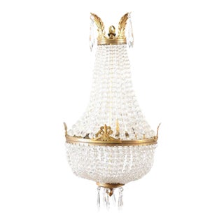 French Napoléon III 1850s Montgolfière Crystal and Brass Two-Light Chandelier For Sale