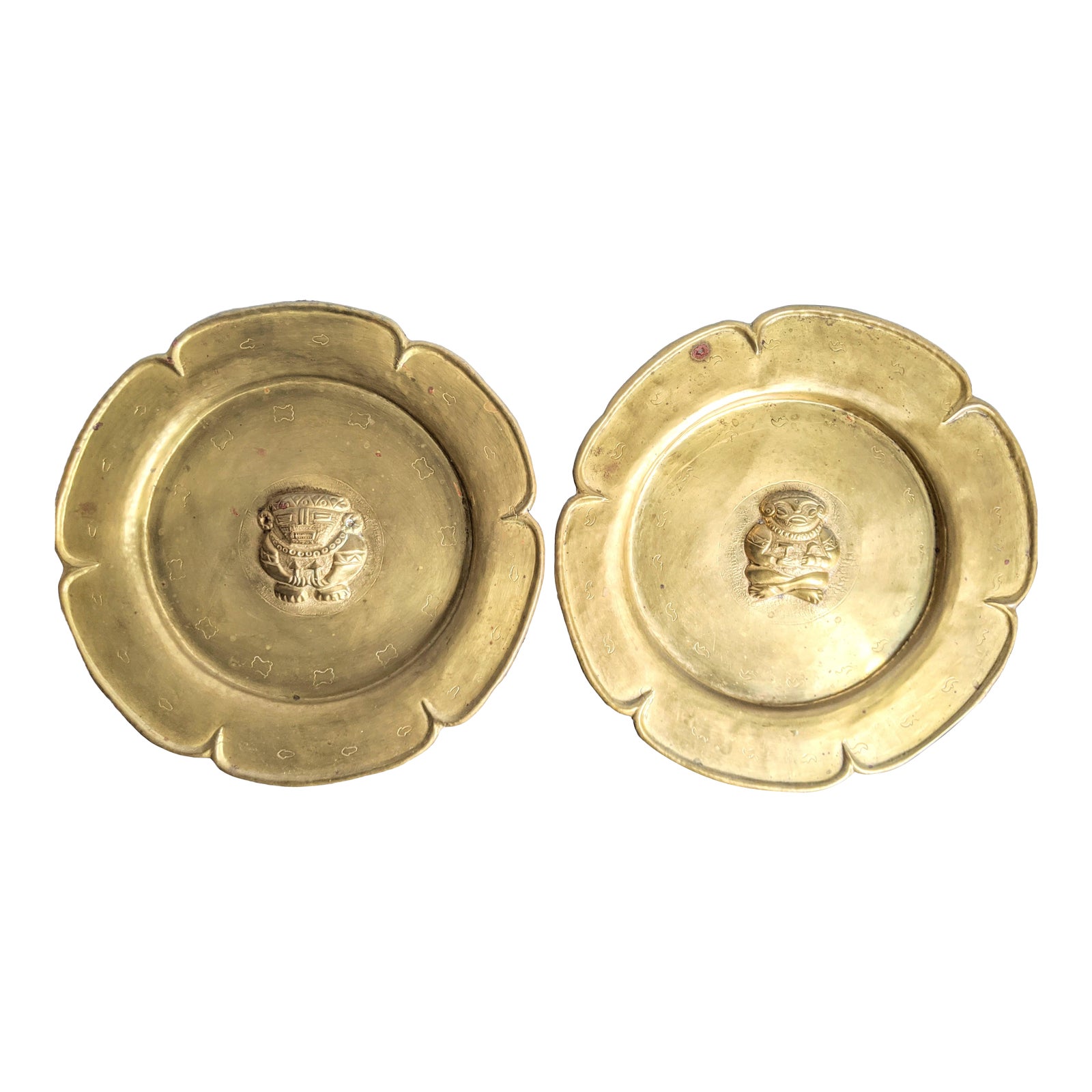 Vintage Decorative Colombian Brass Wall Plates Set of 2 Chairish
