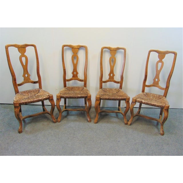 Italian Maple Rush Seat Dining Chairs - Set of 4 For Sale - Image 9 of 9