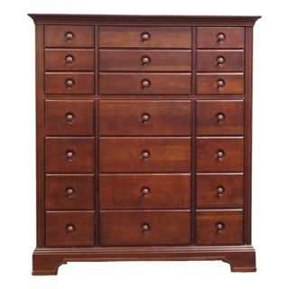 Stanley Furniture Solid Cherry Early American Traditional 54" 18-Drawer Master Chest / Triple "Chesser" 589-13-13 For Sale