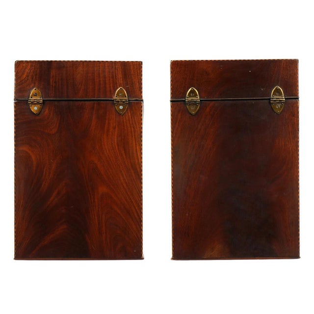 Early 20th Century Pair English Georgian Style Inlaid Mahogany Knife Boxes For Sale In West Palm - Image 6 of 9