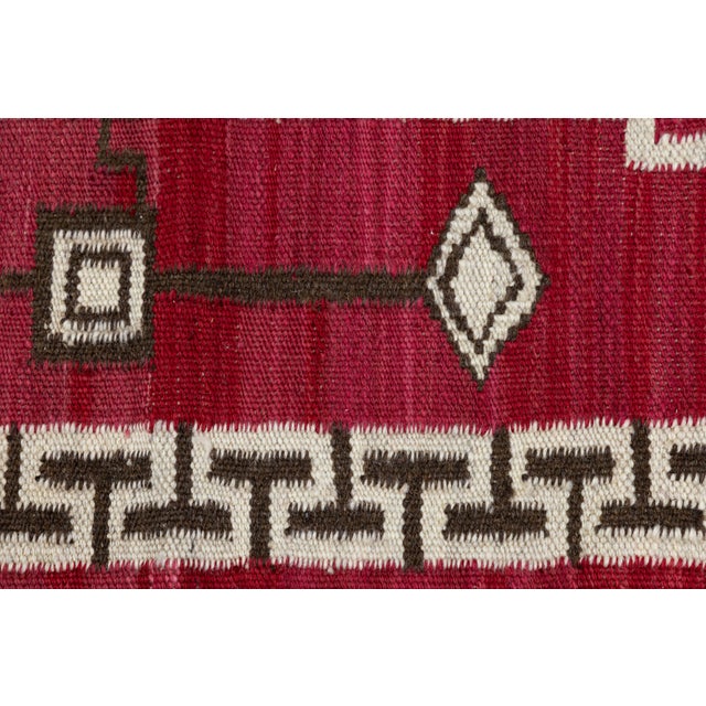 Textile Modern Navajo Style Wool Area Rug – Red, Cream, and Espresso Geometric For Sale - Image 7 of 9
