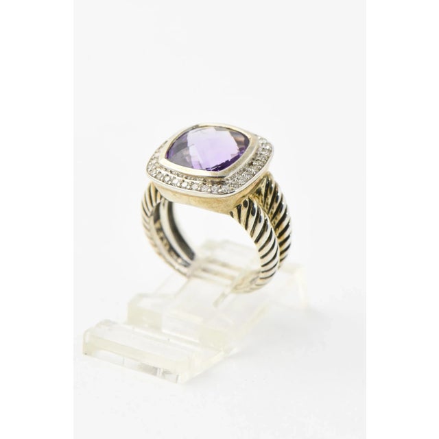 Yurman Amethyst Diamond Sterling Albion Ring size 6.25 For Sale - Image 4 of 9