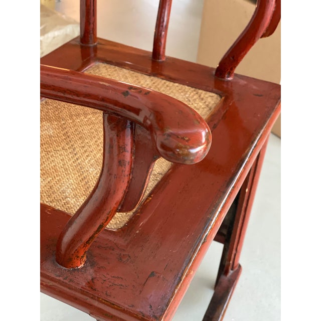 Chair in Ming Chinese style with High Backrest and Red Lacquer For Sale - Image 10 of 18