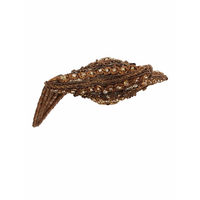 Set of 6 Embroidered Beaded Star Tassel Christmas Ornaments in Gold & Bronze For Sale In Baltimore - Image 6 of 6