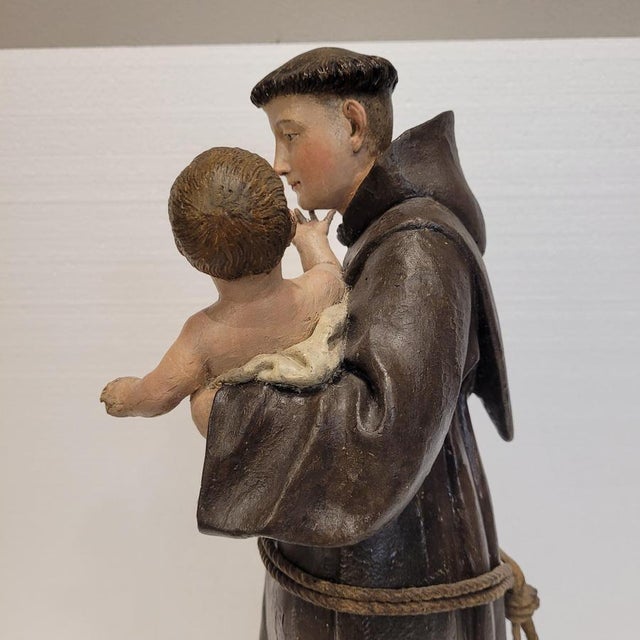Spanish School Artist, Sculpture of Saint Anthony of Padua with the Child, Late 18th Century, Wood For Sale - Image 14 of 18
