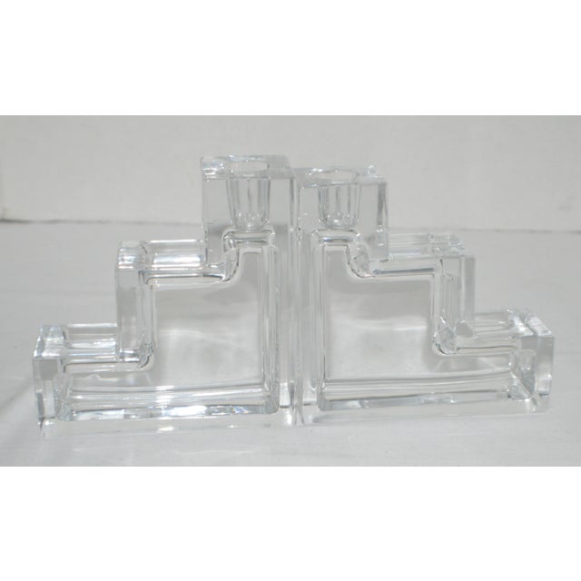 Glass Metropolitan Museum of Art Wilber Orme Architectural Glass Candlesticks - a Pair For Sale - Image 7 of 7