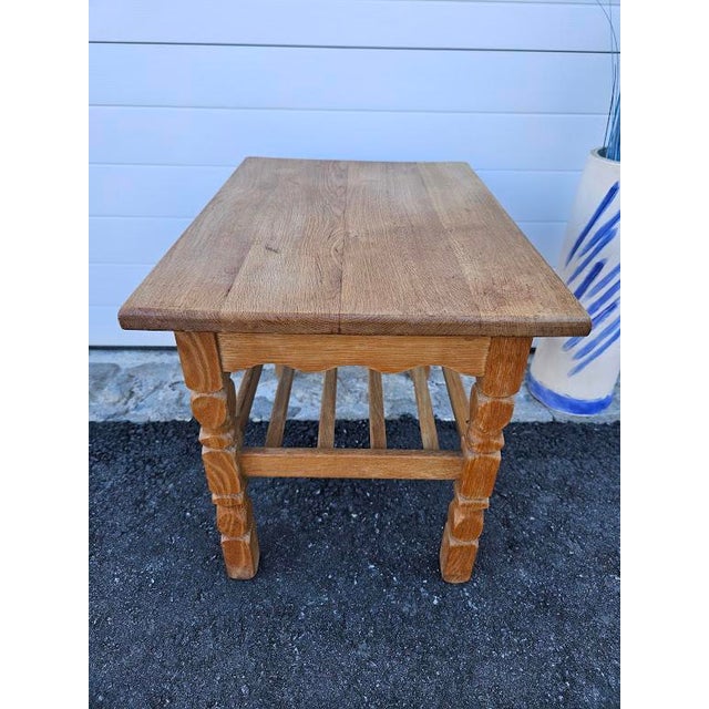 1970s 1970s Oak Side Table in the Manner of Henry Kjaernulf For Sale - Image 5 of 7