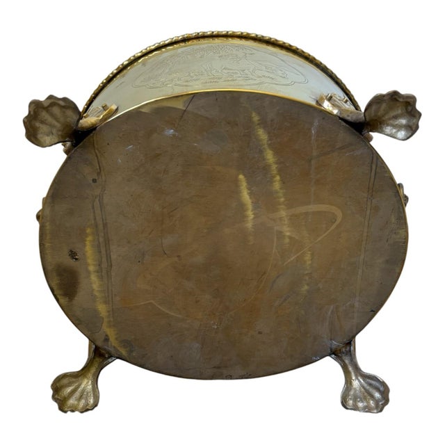 Vintage Asian Motif Lion Head Oval Brass Cachepot Planter For Sale - Image 9 of 9