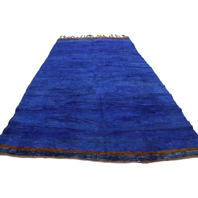 Tribal Vintage Berber Blue Moroccan Rug - 05'10 X 11'02 For Sale - Image 3 of 9