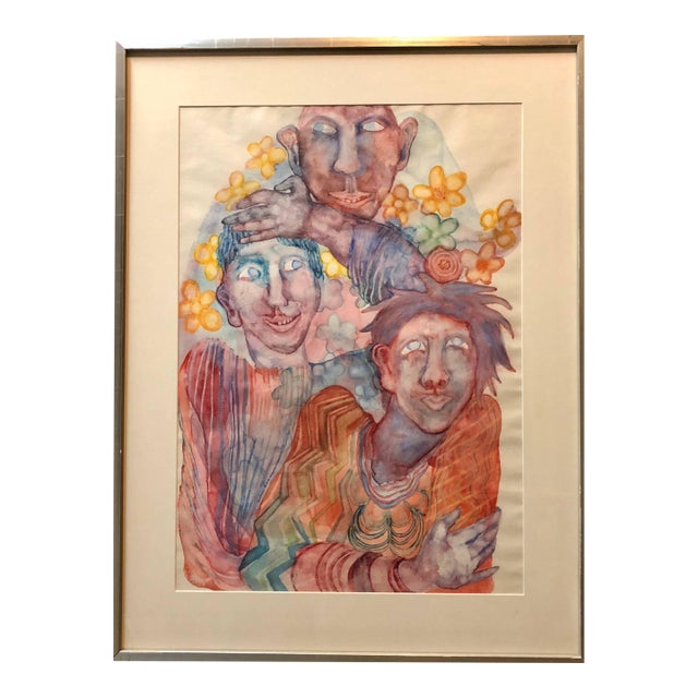 Heimrad Prem, Surrealist Fantasy Watercolor Painting Viennese Expressionist For Sale