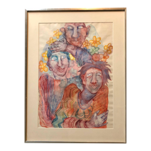 Heimrad Prem, Surrealist Fantasy Watercolor Painting Viennese Expressionist