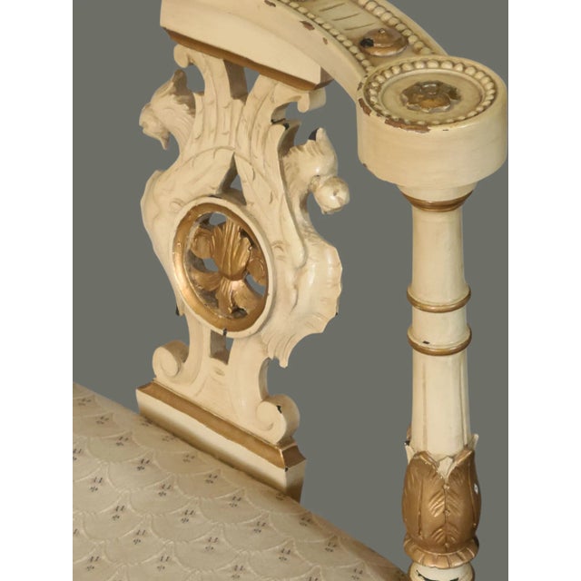 Early 20th Century Antique Italian Renascence Arm Corner Chair Carved Figural Dragon Painted For Sale - Image 5 of 18