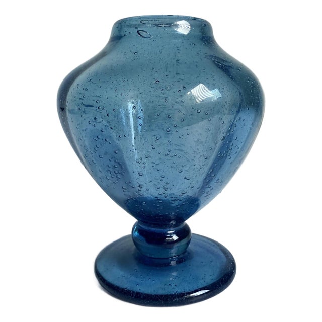 Vintage Biot France Bubble Glass Footed Bud Vase For Sale