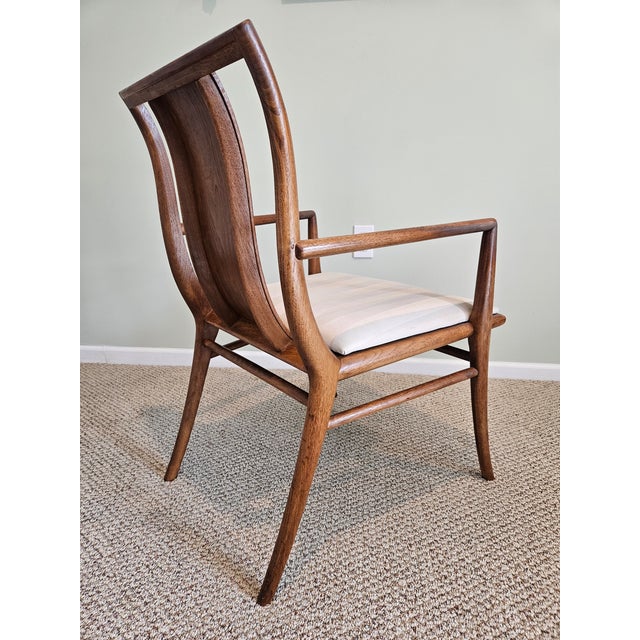 John Widdicomb Mid-Century Modern Walnut Upholstered Armchairs (Set of 5) For Sale - Image 4 of 13