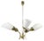 Brass and White Glass Chandelier, 1980s For Sale