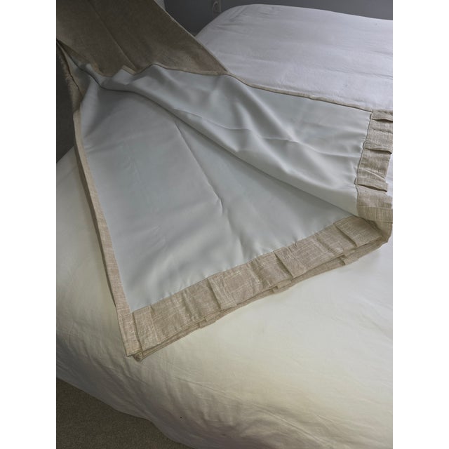 Khaki Drape Panels (4 Panels 48"x96") Linen Khaki Blackout For Sale - Image 8 of 10