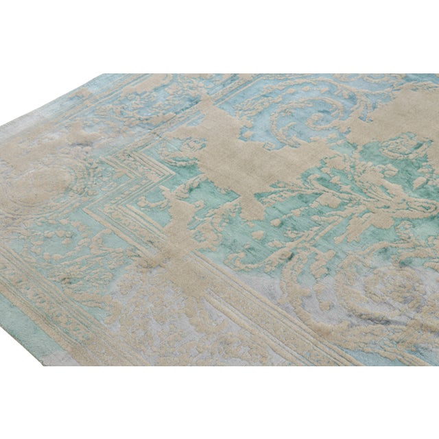 Rug & Kilim’s Modern Classics Rug in Beige-Brown & Blue With Floral Patterns For Sale In New York - Image 6 of 8