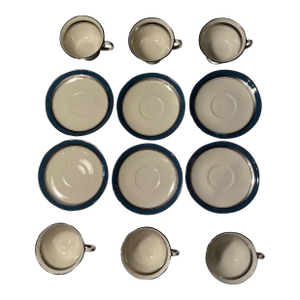 1960s Flint Ridge China, California Tea Cup & Saucer Set- 12 Pieces