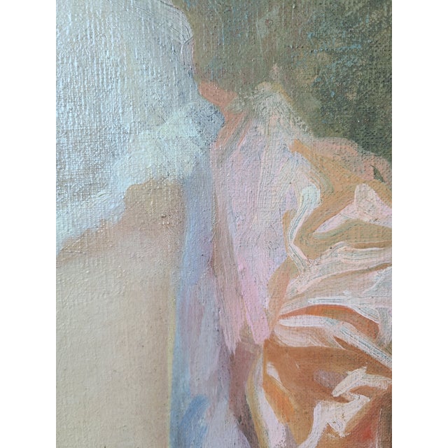 White Charles J. Bensco Antique 1930's Oil Painting Portrait of a Los Angeles Woman For Sale - Image 8 of 16