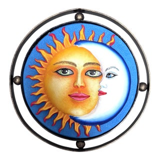Sun & Moon Eclipse Celestial Mexican Folk-Art Style Wall Art For Sale