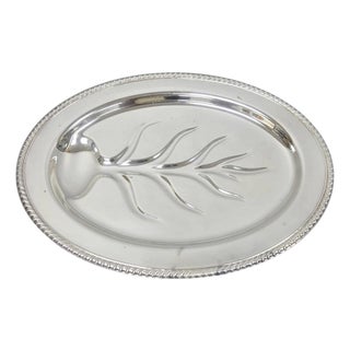 Vintage w.m. Rogers 810 Regency Silver Plated Oval Meat Cutlery Serving Platter For Sale