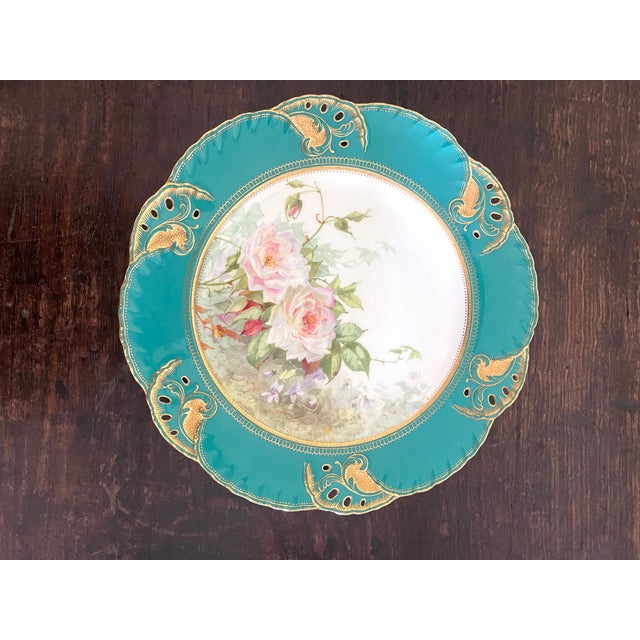 Antique Mintons for Tiffany & Co. Pierced Floral Cabinet 9" Plates - Set of 7 For Sale In Dallas - Image 6 of 13